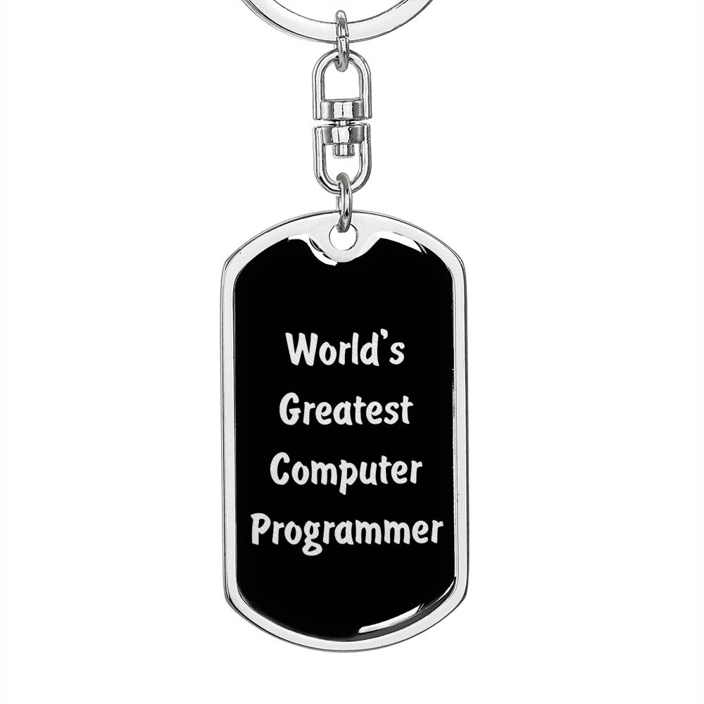 World's Greatest Computer Programmer v2 - Luxury Dog Tag Keychain