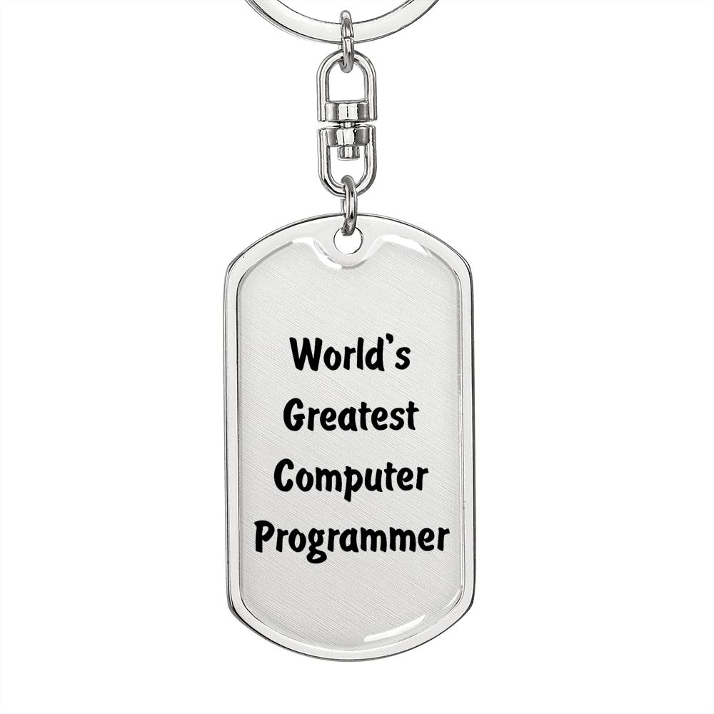 World's Greatest Computer Programmer - Luxury Dog Tag Keychain