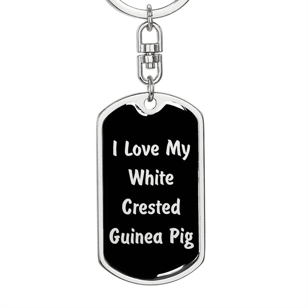 Love My White Crested Guinea Pig v2 - Luxury Dog Tag Keychain