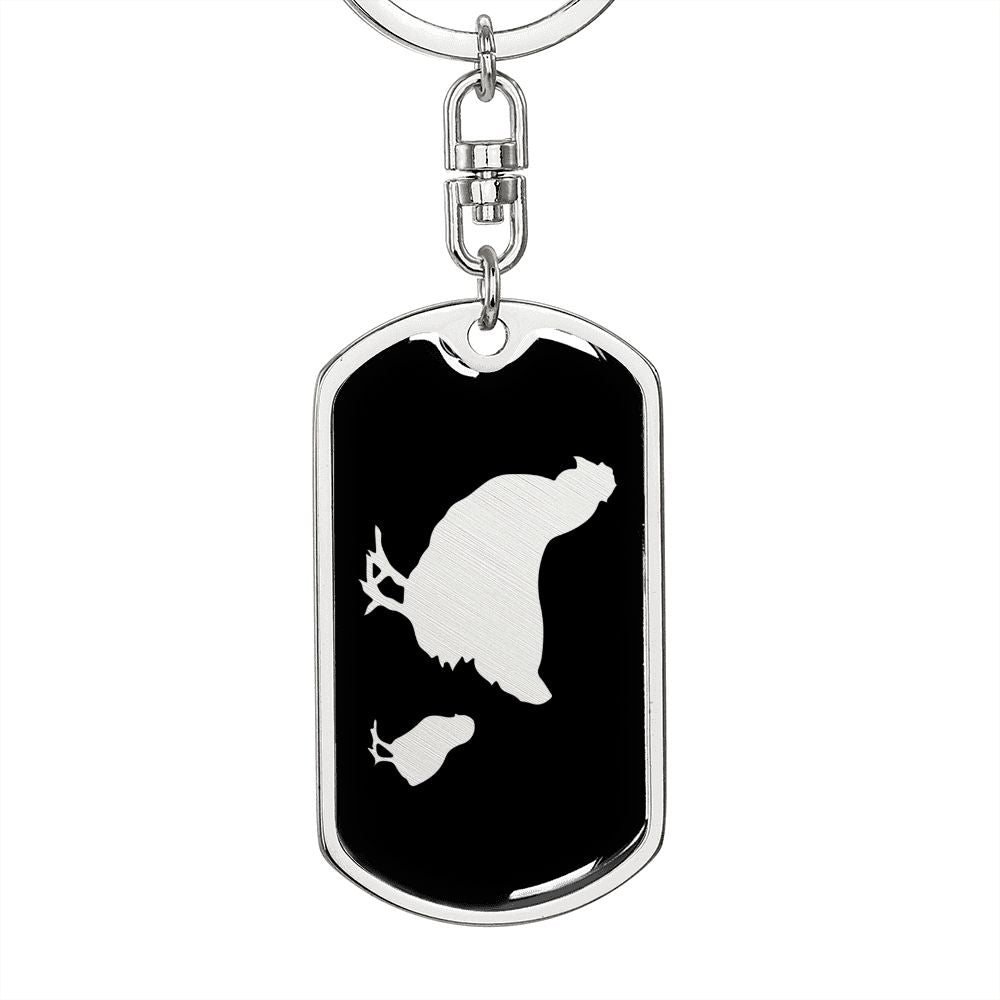 Mama Chicken With 1 Chick v2 - Luxury Dog Tag Keychain
