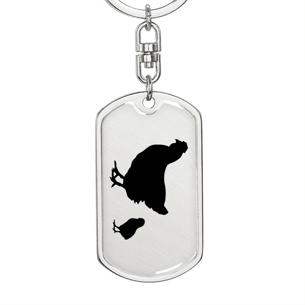 Mama Chicken With 1 Chick - Luxury Dog Tag Keychain