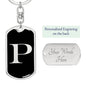 Initial P v2a - Luxury Dog Tag Keychain