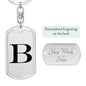 Initial B v1a - Luxury Dog Tag Keychain