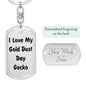 Love My Gold Dust Day Gecko - Luxury Dog Tag Keychain