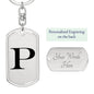 Initial P v1a - Luxury Dog Tag Keychain