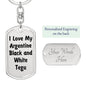 Love My Argentine Black and White Tegu - Luxury Dog Tag Keychain