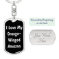 Love My Orange-Winged Amazon v2 - Luxury Dog Tag Keychain