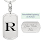 Initial R v1a - Luxury Dog Tag Keychain