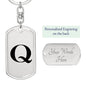 Initial Q v1a - Luxury Dog Tag Keychain