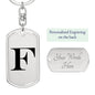 Initial F v1a - Luxury Dog Tag Keychain