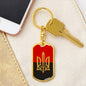 Stylized Tryzub And Red-Black Flag - Luxury Dog Tag Keychain
