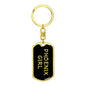 Phoenix Girl v5 - Luxury Dog Tag Keychain