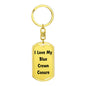 Love My Blue Crown Conure - Luxury Dog Tag Keychain