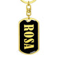 Rosa v02 - Luxury Dog Tag Keychain