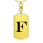 Initial F v1a - Luxury Dog Tag Keychain