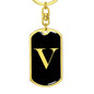 Initial V v2a - Luxury Dog Tag Keychain