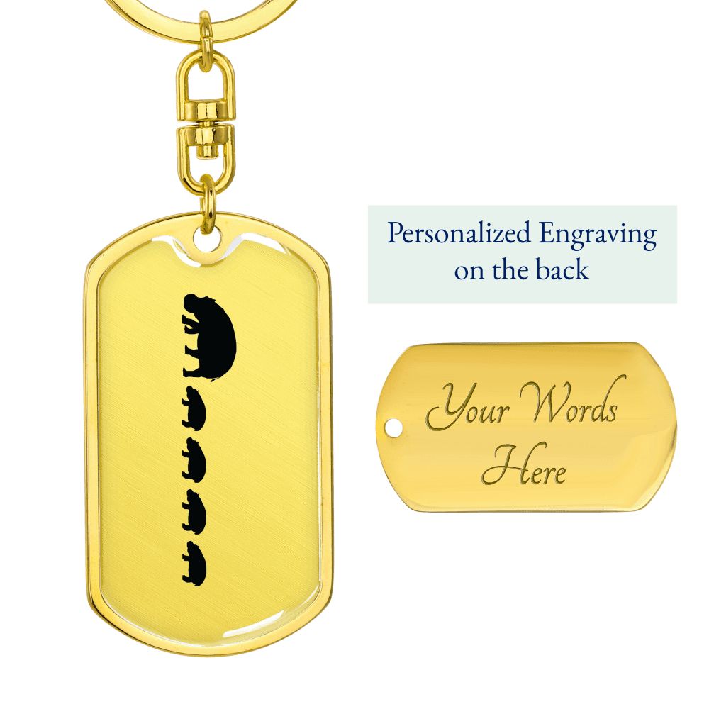 Mama Hippo With 4 Calves - Luxury Dog Tag Keychain