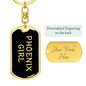 Phoenix Girl v5 - Luxury Dog Tag Keychain