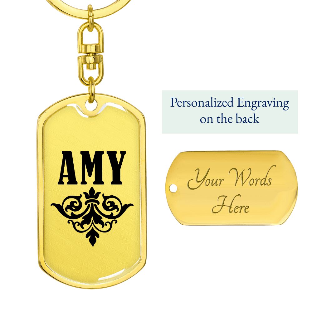 Amy v01a - Luxury Dog Tag Keychain
