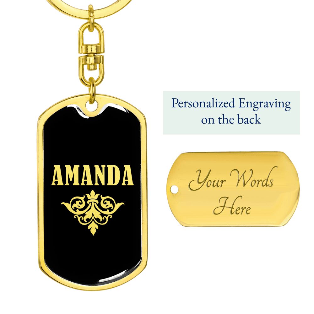 Amanda v02a - Luxury Dog Tag Keychain