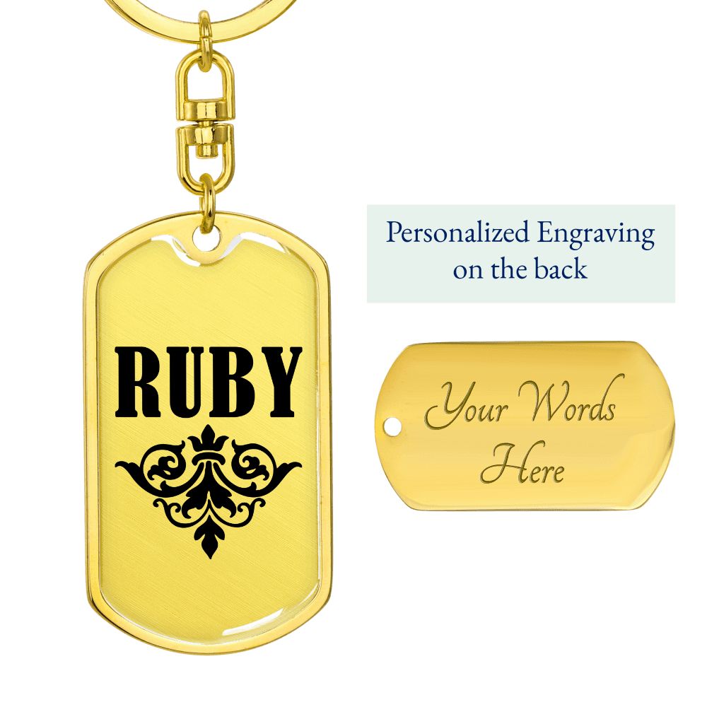 Ruby v01a - Luxury Dog Tag Keychain