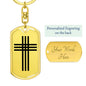 Stylized Cross - Luxury Dog Tag Keychain