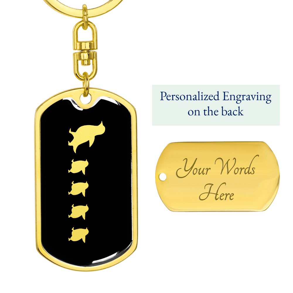 Mama Penguin With 4 Chicks v2 - Luxury Dog Tag Keychain