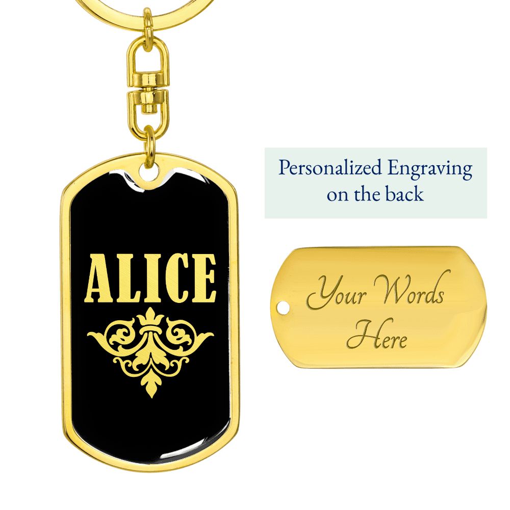 Alice v02a - Luxury Dog Tag Keychain