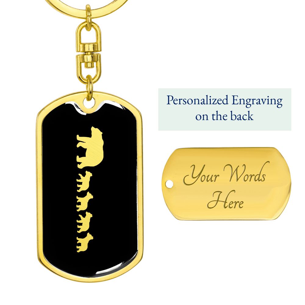 Mama Bear With 4 Cubs v2 - Luxury Dog Tag Keychain