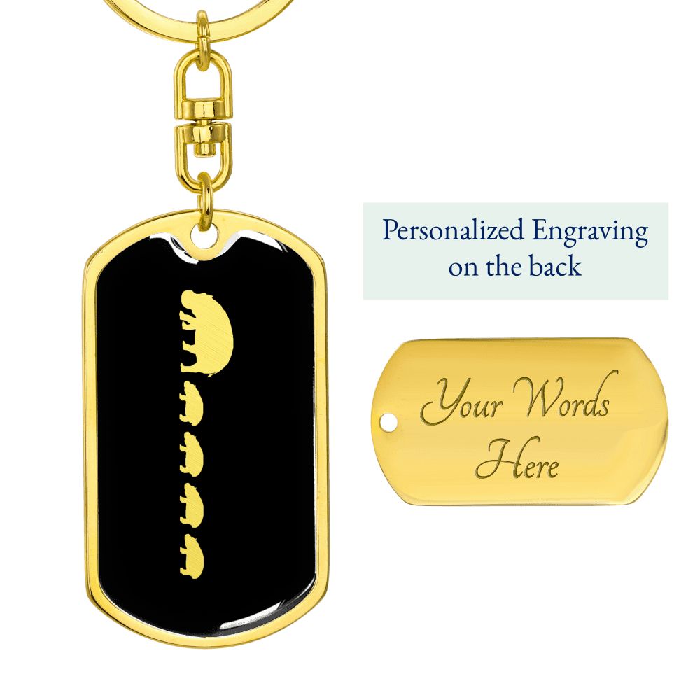 Mama Hippo With 4 Calves v2 - Luxury Dog Tag Keychain