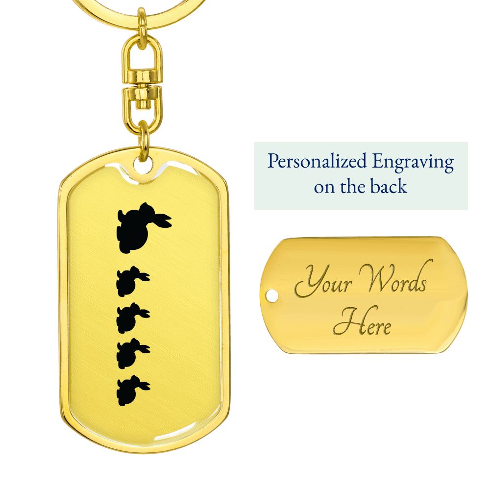 Mama Rabbit With 4 Kittens - Luxury Dog Tag Keychain