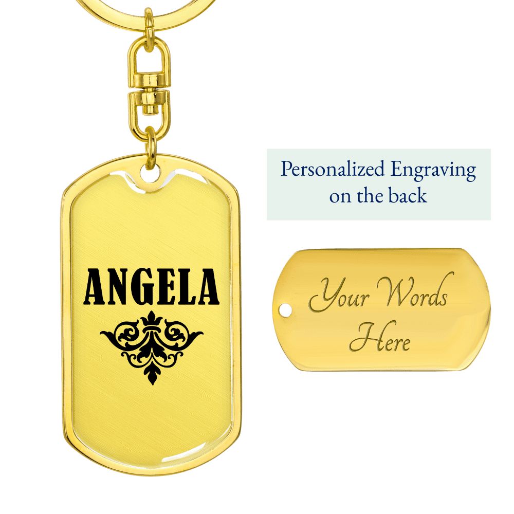 Angela v01a - Luxury Dog Tag Keychain