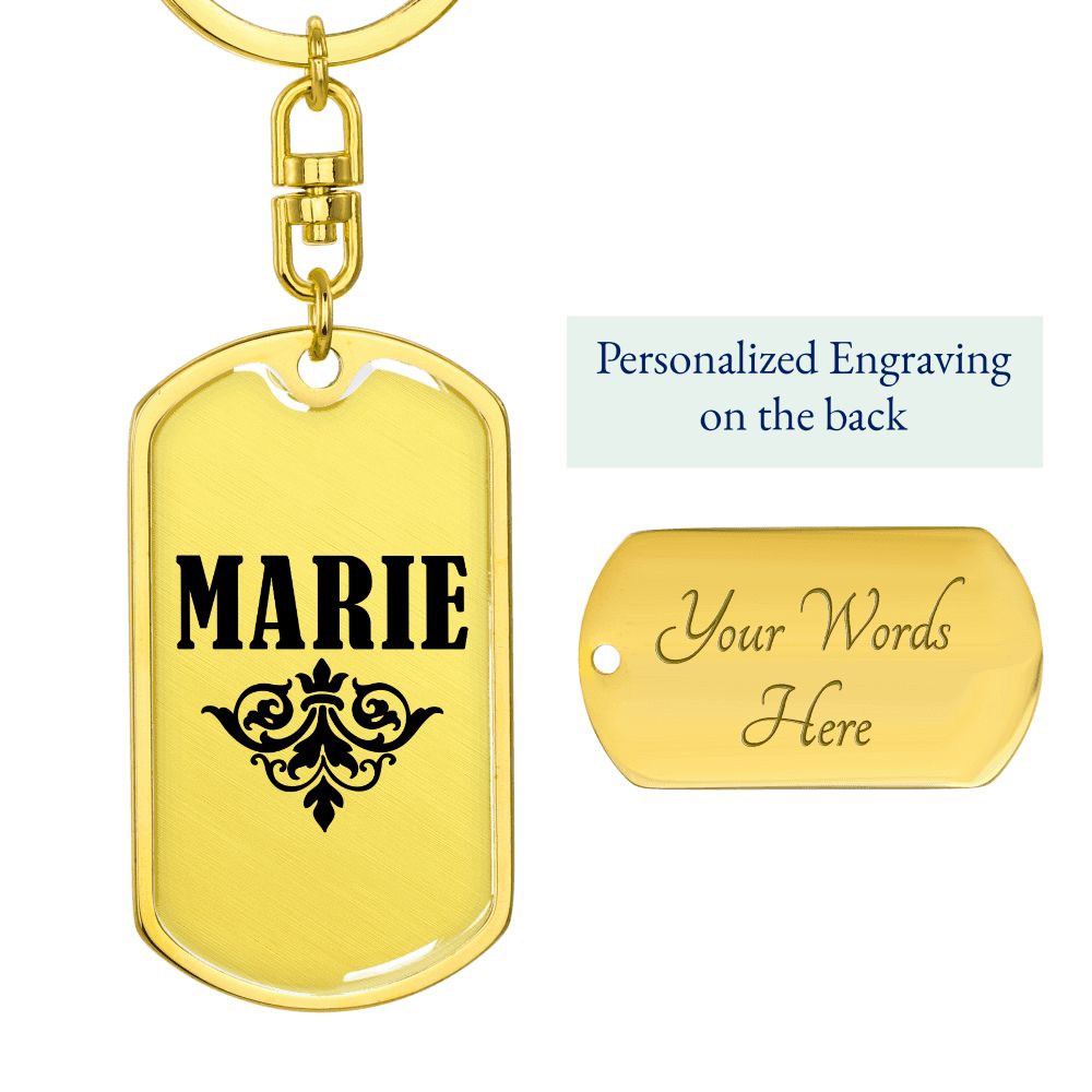 Marie v01a - Luxury Dog Tag Keychain