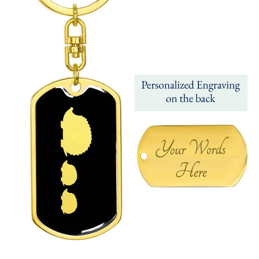 Mama Hedgehog With 2 Hoglets v2 - Luxury Dog Tag Keychain