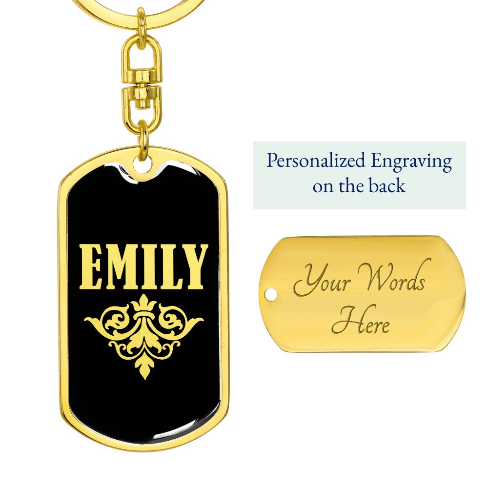 Emily v02a - Luxury Dog Tag Keychain