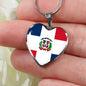 Dominican Flag - Heart Pendant Luxury Necklace