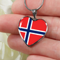 Norwegian Flag - Heart Pendant Luxury Necklace