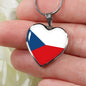 Czech Flag - Heart Pendant Luxury Necklace