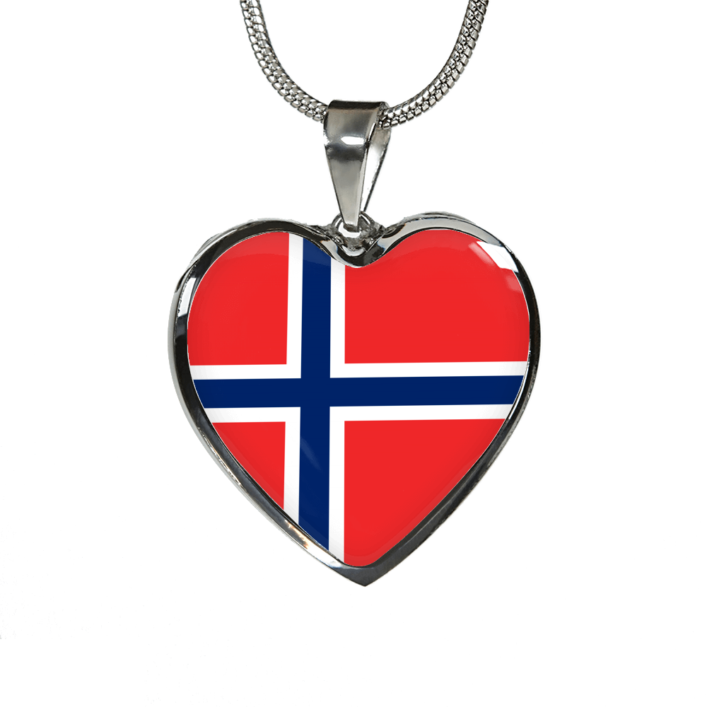 Norwegian Flag - Heart Pendant Luxury Necklace