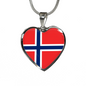 Norwegian Flag - Heart Pendant Luxury Necklace
