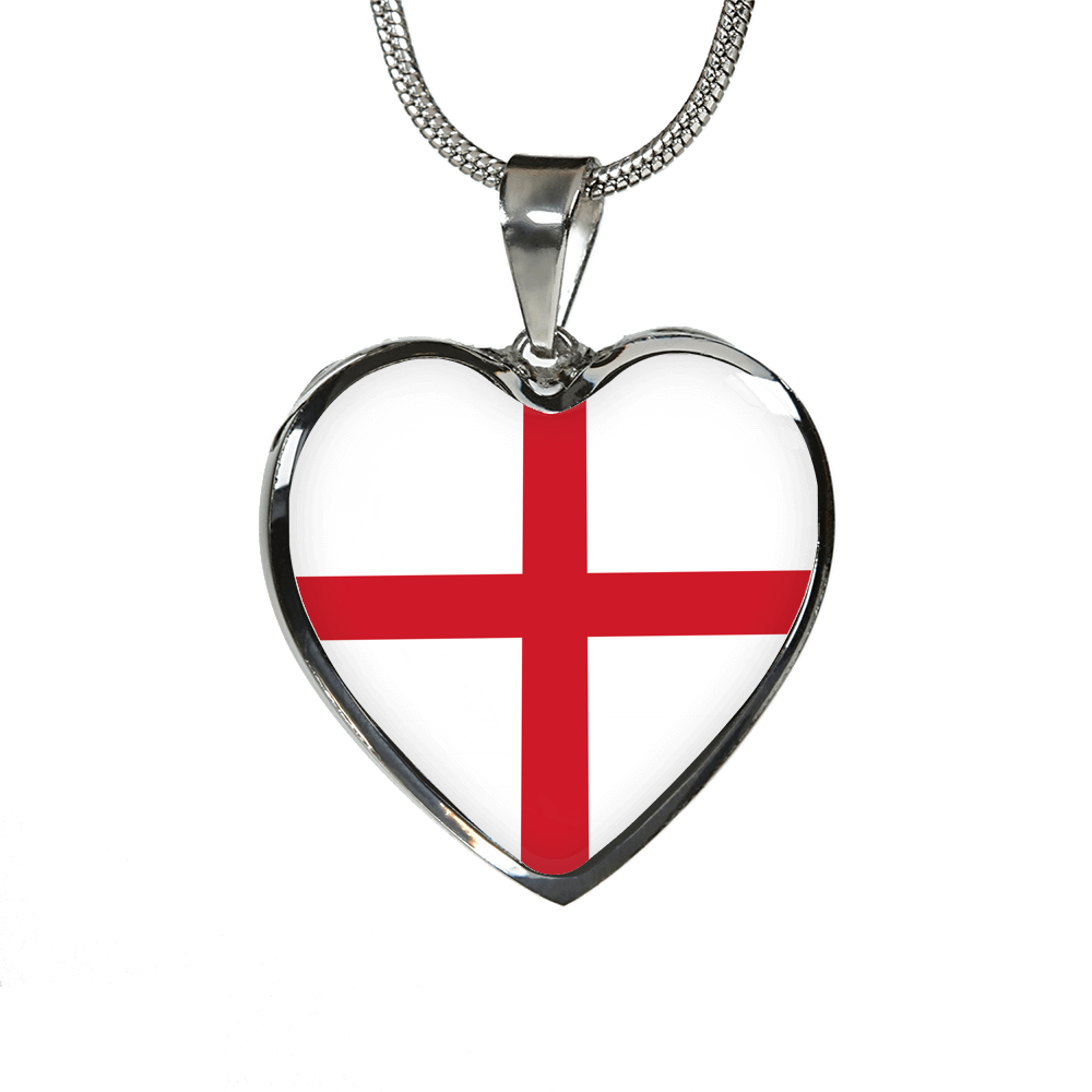 English Flag - Heart Pendant Luxury Necklace