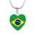Brazilian Flag - Heart Pendant Luxury Necklace
