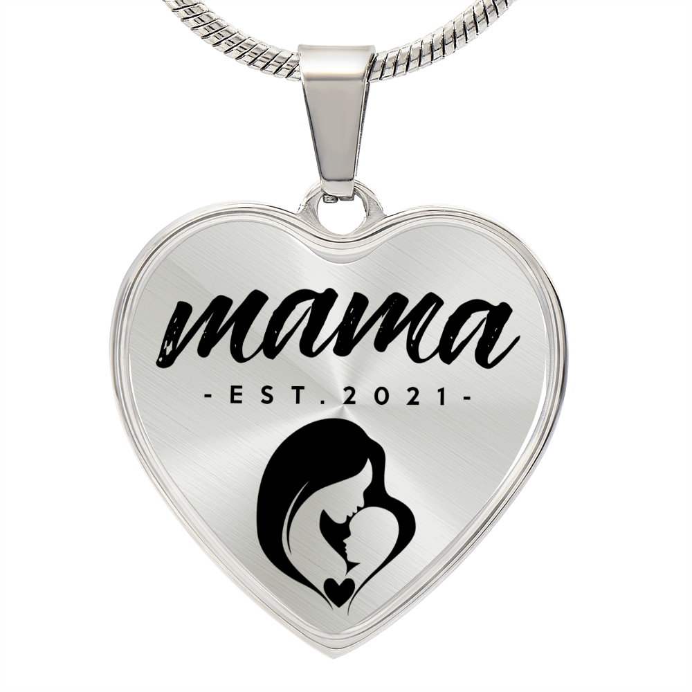 Mama, Est. 2021 - Heart Pendant Luxury Necklace