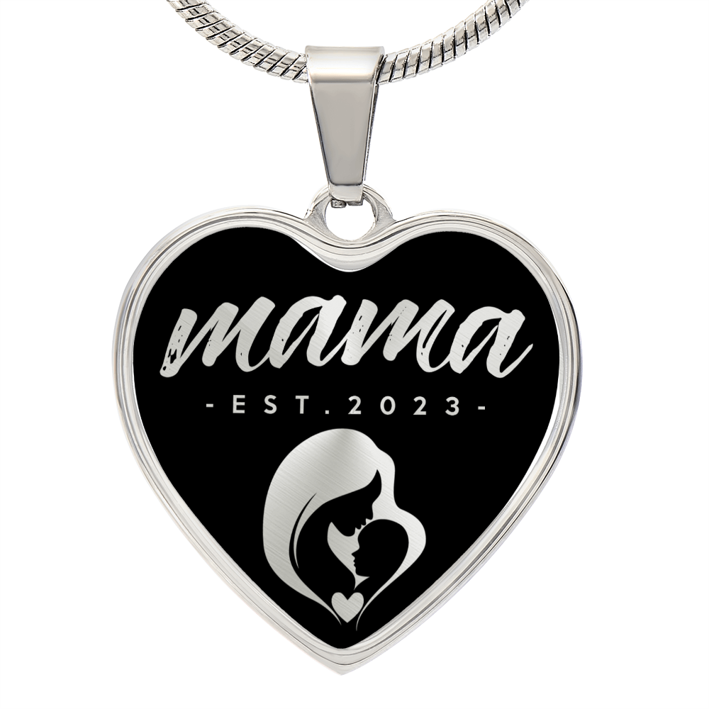 Mama, Est. 2023 v2 - Heart Pendant Luxury Necklace