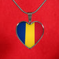 Romanian Flag - Heart Pendant Luxury Necklace