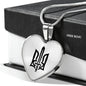 Stylized Tryzub (Black) - Heart Pendant Luxury Necklace