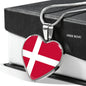 Danish Flag - Heart Pendant Luxury Necklace