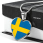Swedish Flag - Heart Pendant Luxury Necklace