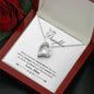 042 - To Daughter From Mom - Forever Love Heart Necklace With Mahogany Style Luxury Box