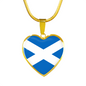 Scottish Flag - 18k Gold Finished Heart Pendant Luxury Necklace